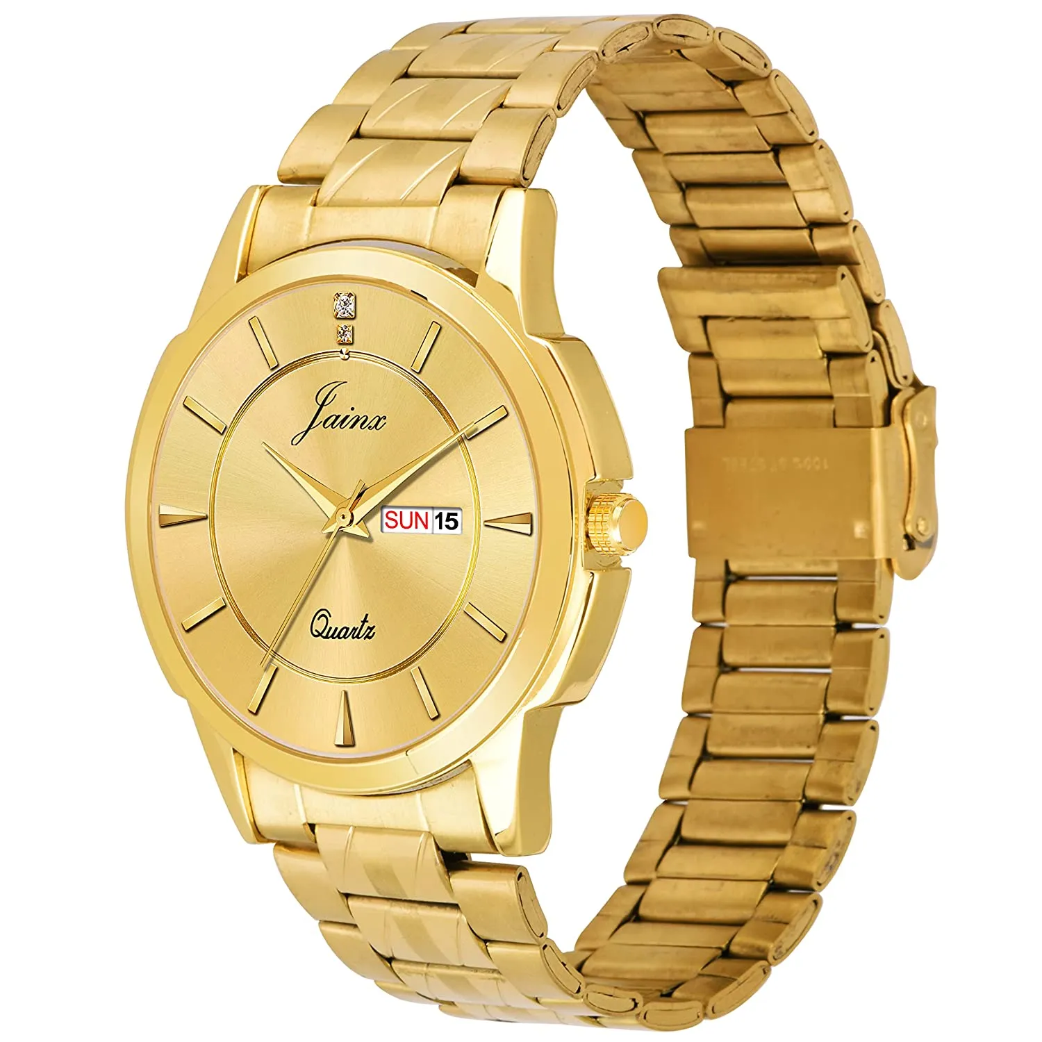Premium Day and Date Function Golden Chain Analog Watch For Men - JM1166