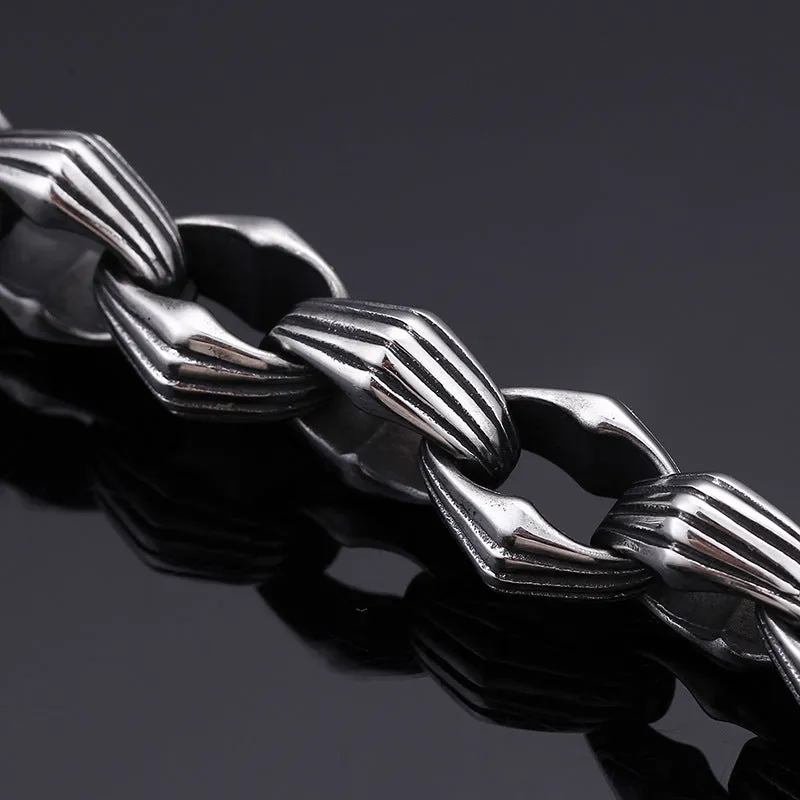 Punk-Inspired Men's Creative Stainless Steel Bracelet with Titanium Accents