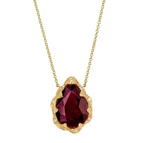 Queen Water Drop Natural Ruby Necklace with Sprinkled Diamonds