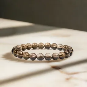 Real Smoky Quartz Beaded Elastic Bracelet – Healing Crystal Jewelry for Men & Women