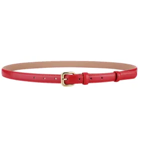 Red Women's Leather Belts with Gold Buckle 紅色女士金扣皮帶 KCBELT1122