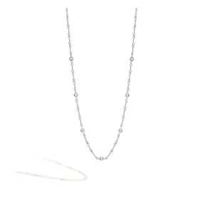 Roberto Coin Diamonds By The Inch 18k White Gold 7 Station Diamond Bone Necklace