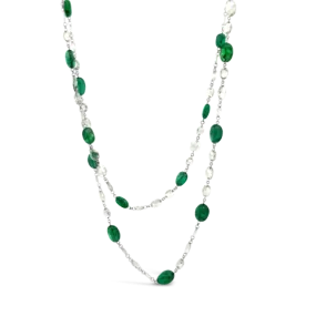 Rose Cut Diamond & Emerald Bead Necklace