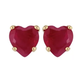 Rubin Herz Ohrstecker in 9ct Gelb Gold