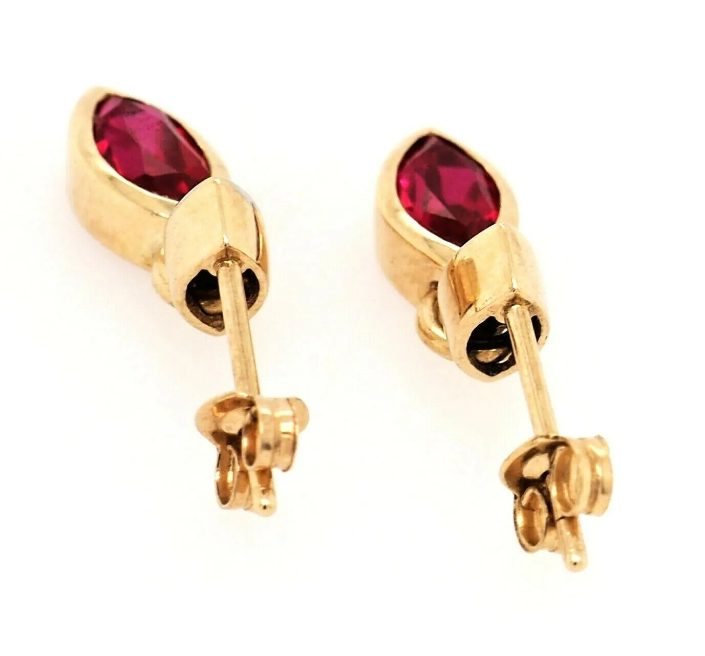 Ruby & Diamond 9ct Yellow Gold Drop/Dangle Earrings