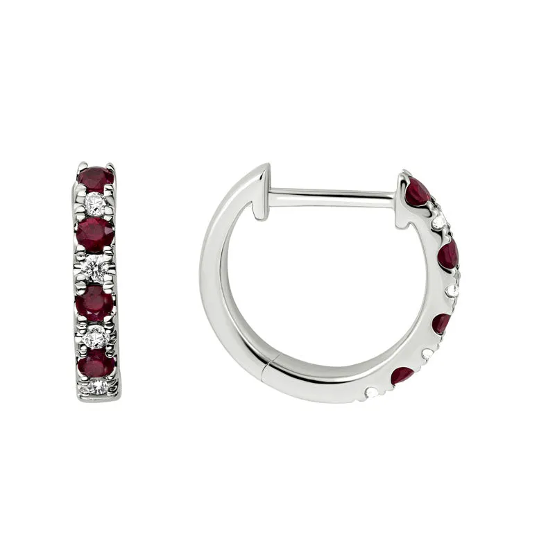 Ruby & Diamond Hoops
