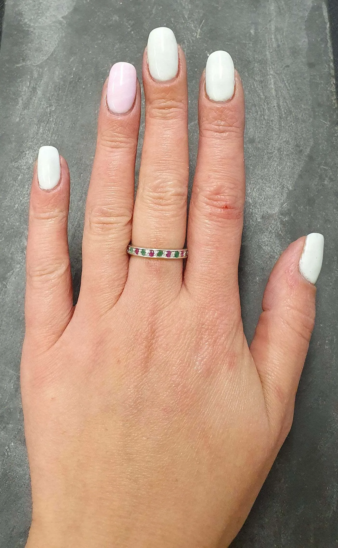 Ruby Eternity Ring - Real Emerald Ring - Silver Stackable Ring