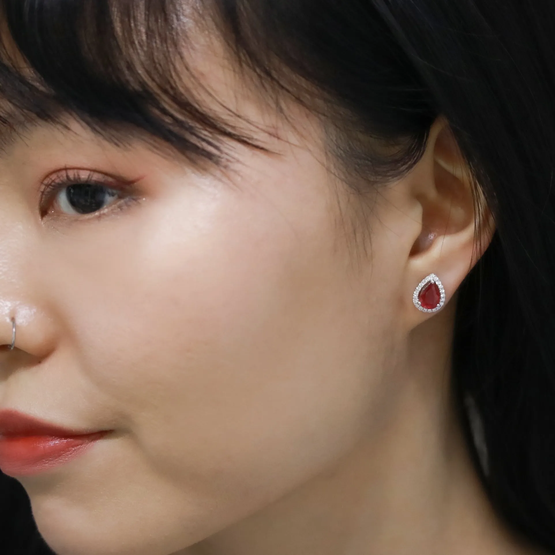Ruby Floating Fantasy Diamond Earrings