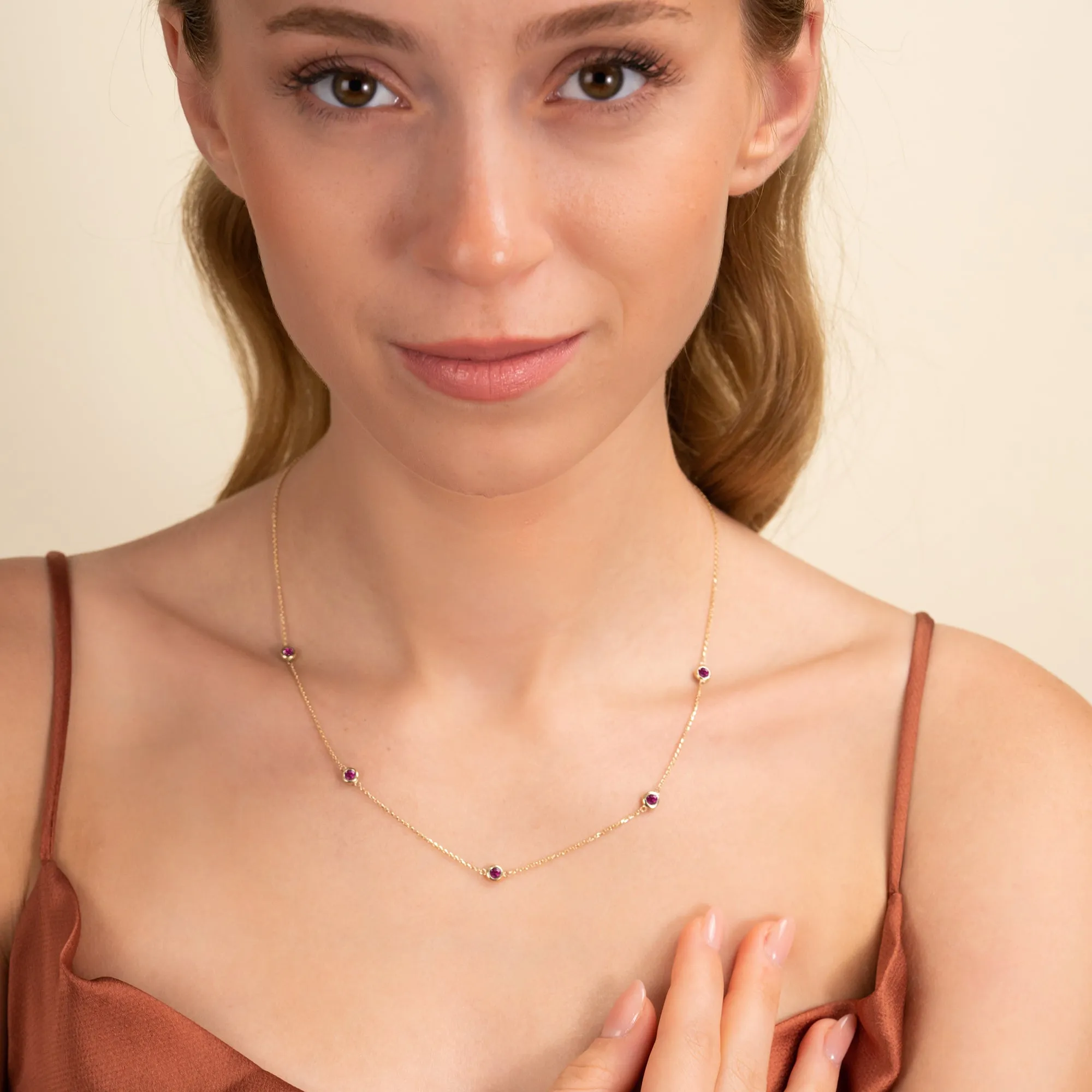 Ruby Station Necklace, Gwen