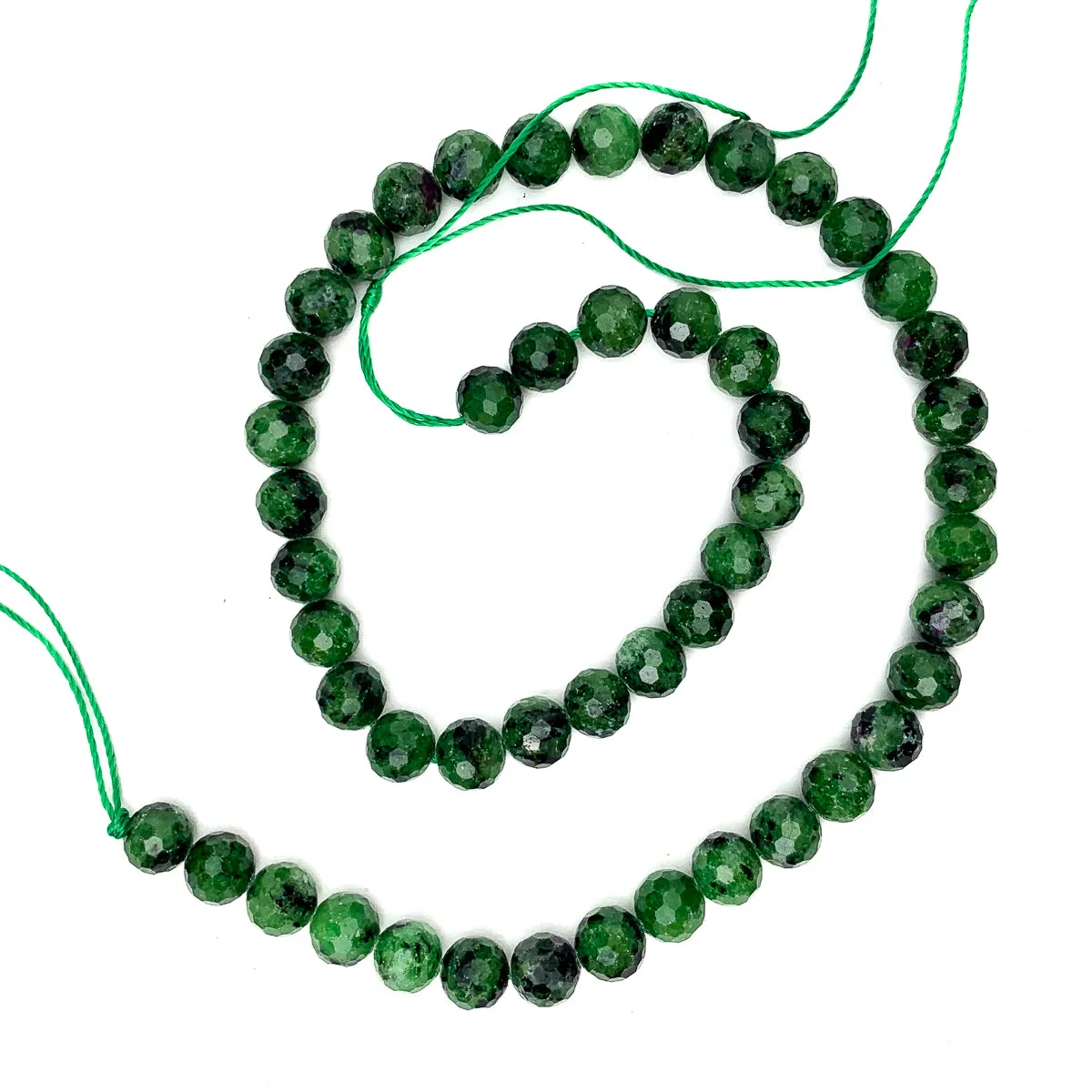 Ruby Zoisite 8mm Faceted Rounds Strand