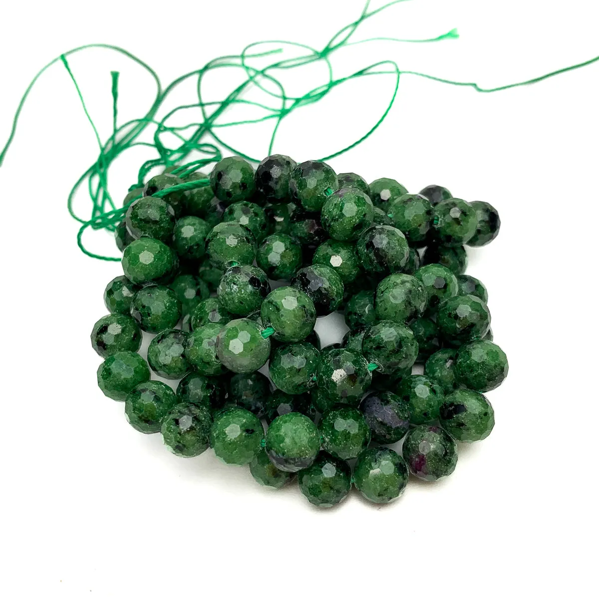 Ruby Zoisite 8mm Faceted Rounds Strand