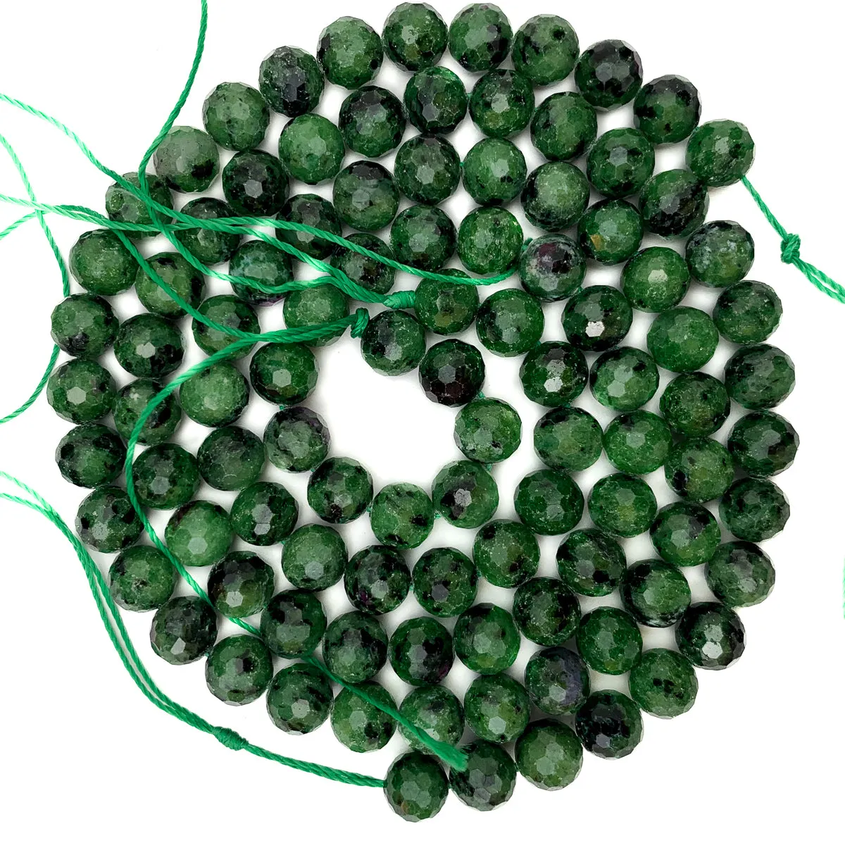 Ruby Zoisite 8mm Faceted Rounds Strand
