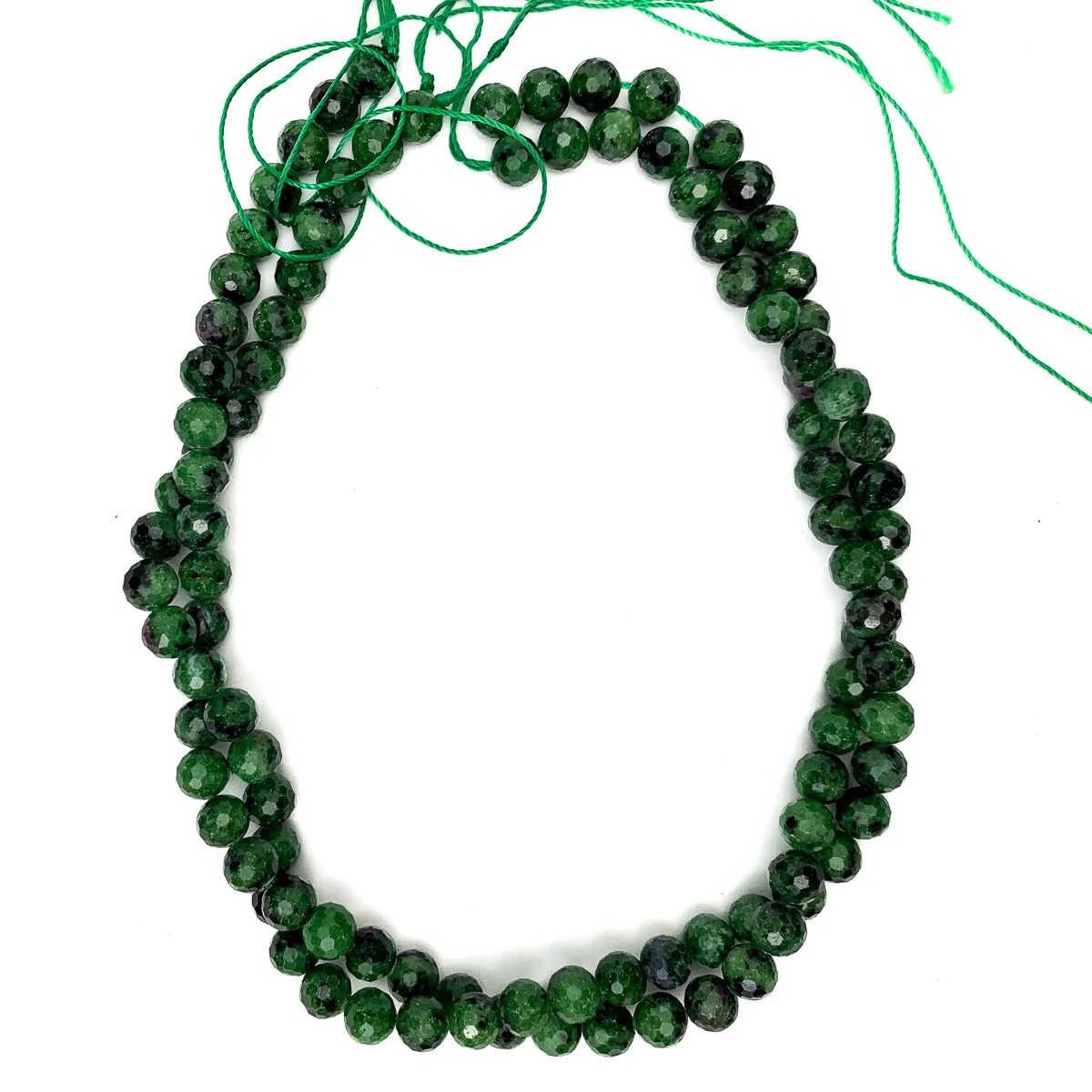 Ruby Zoisite 8mm Faceted Rounds Strand