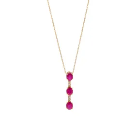 Sabel Collection 14K Yellow Gold Triple Ruby and Diamond Drop Pendant