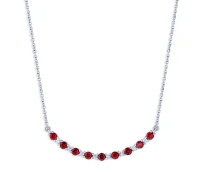 Sabel Collection White Gold Ruby and Diamond Smiley Bar Necklace