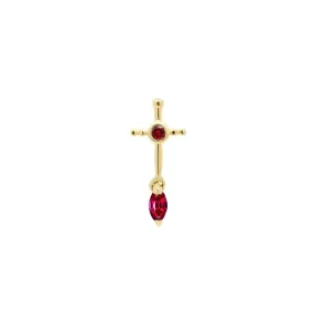 Sacrifice Sword Threaded Flat Back Earring - Ruby | .30GMS .03CT | Single