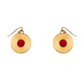 Salamander Cabochon Ruby & Gold Earrings