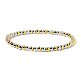 Silver & Gold Mixed Round Bead Bracelet -3mm