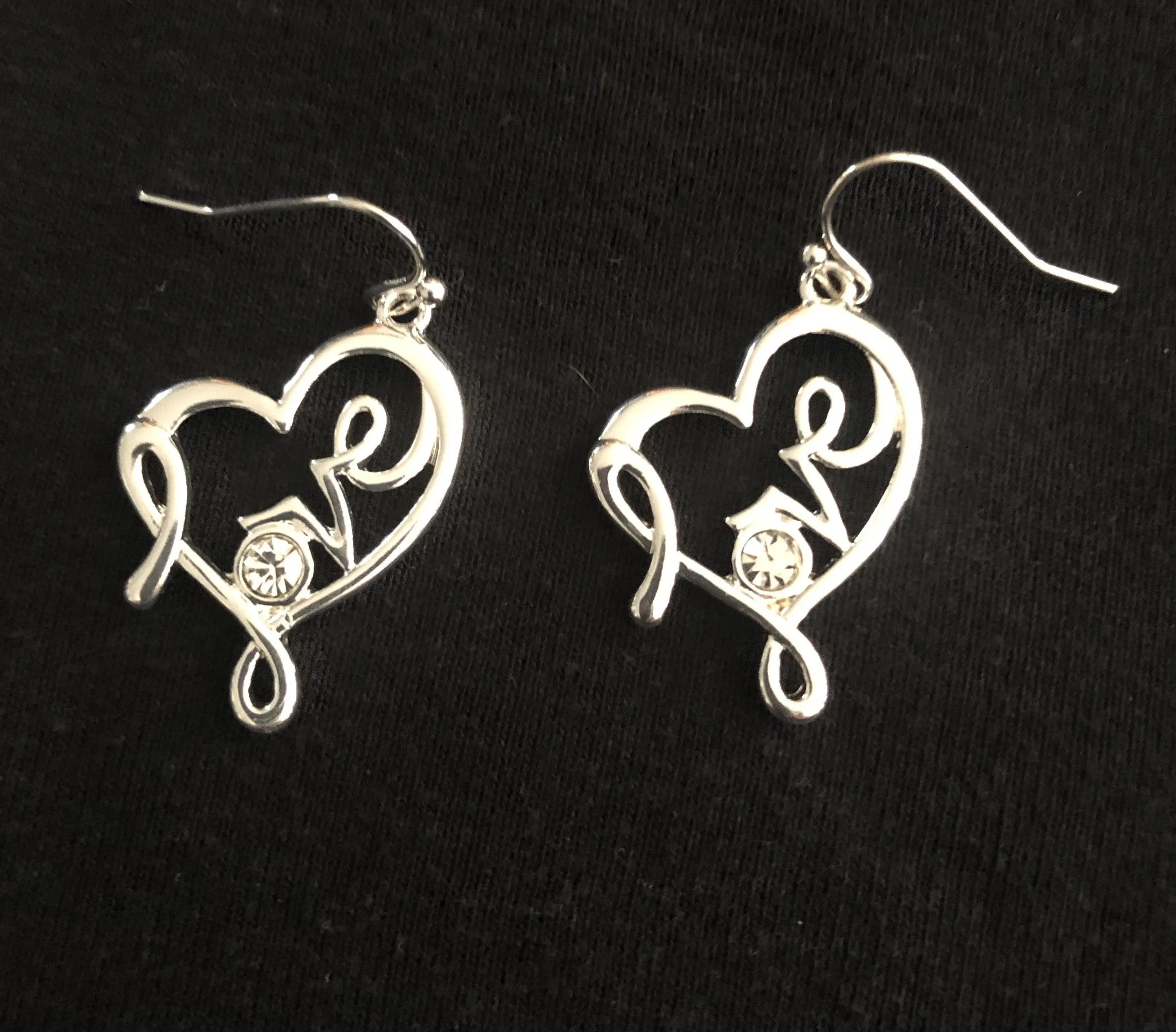Silver Love Heart Earrings