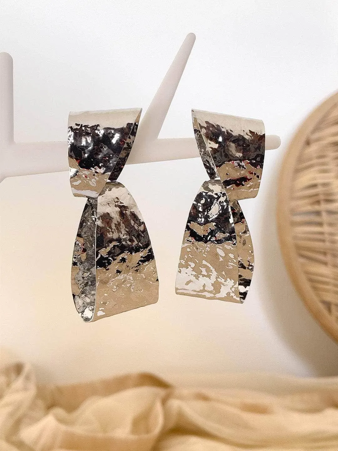 Silver Twisted Hourglass Earrings