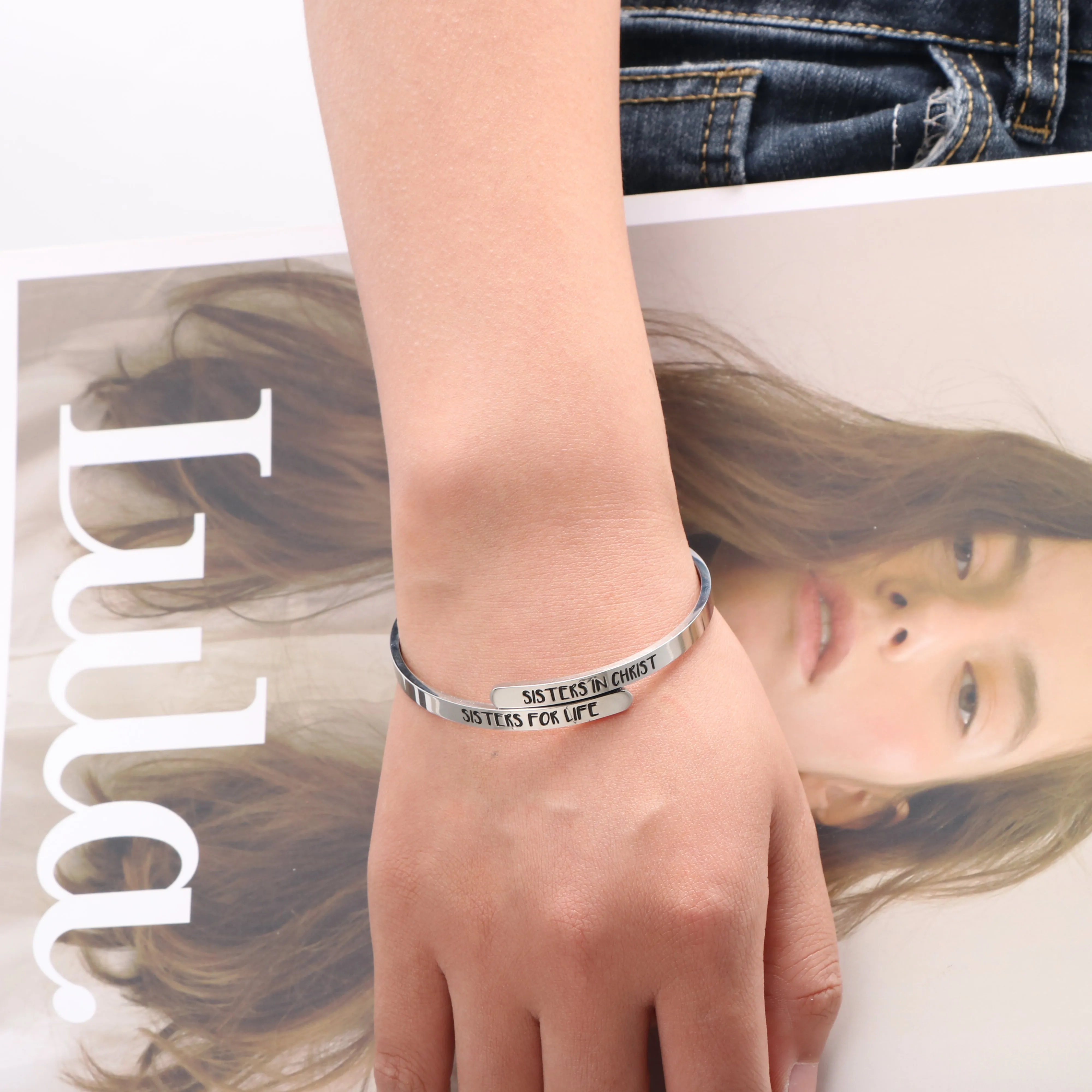 Sisters in Christ Bangle Bracelet