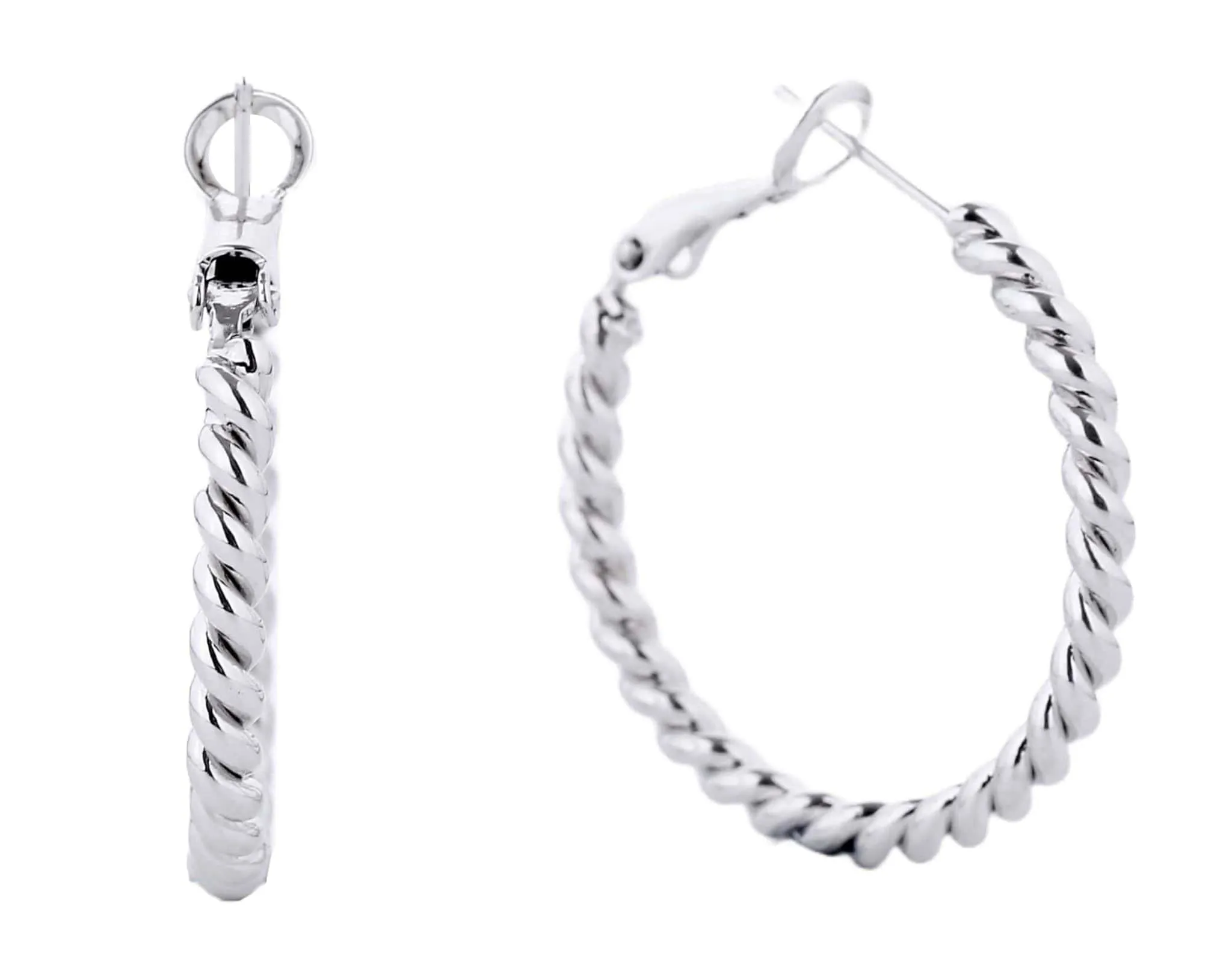 SJE310006 14K Metal Omega Closure Textured Hoops