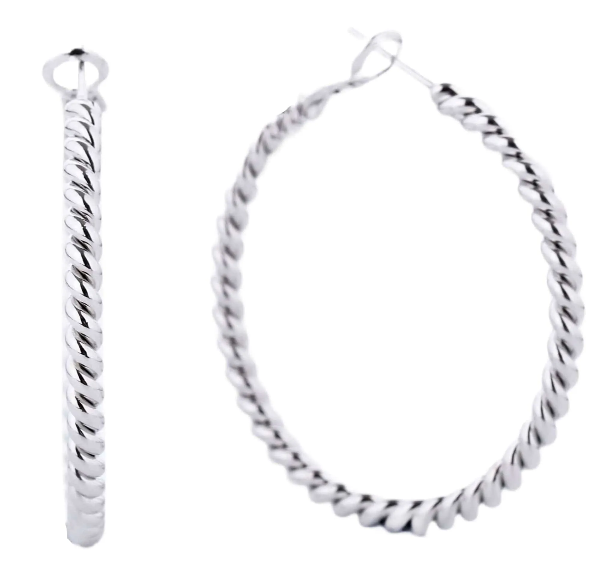 SJE310006 14K Metal Omega Closure Textured Hoops