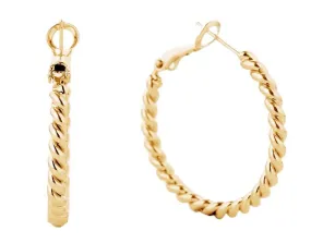 SJE310006 14K Metal Omega Closure Textured Hoops