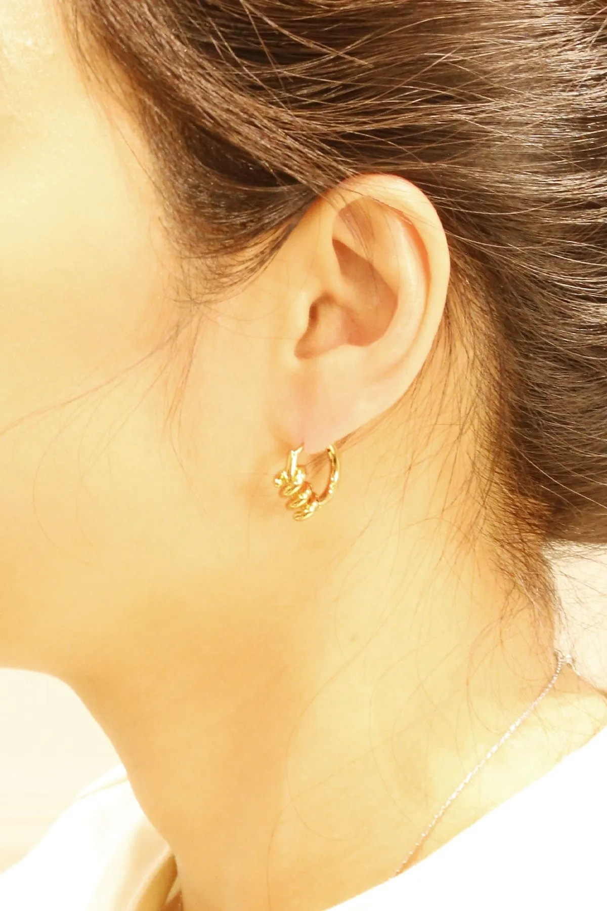 SJE310997 14K Knot Double Hoop Earrings