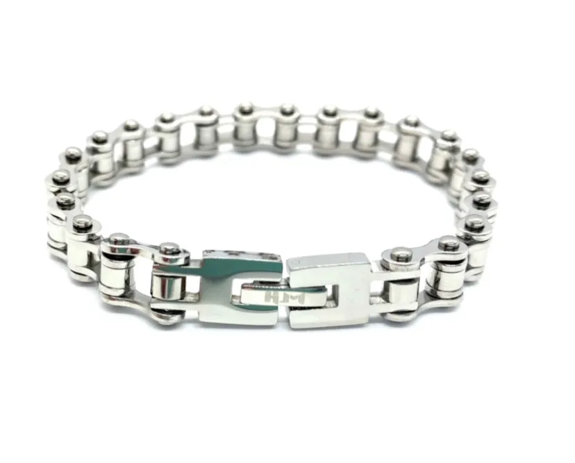 SK2287 NEW Simple Mini 3/8" Wide MINI MINI SIZE All Stainless Steel Silver Motorcycle Bike Chain Bracelet