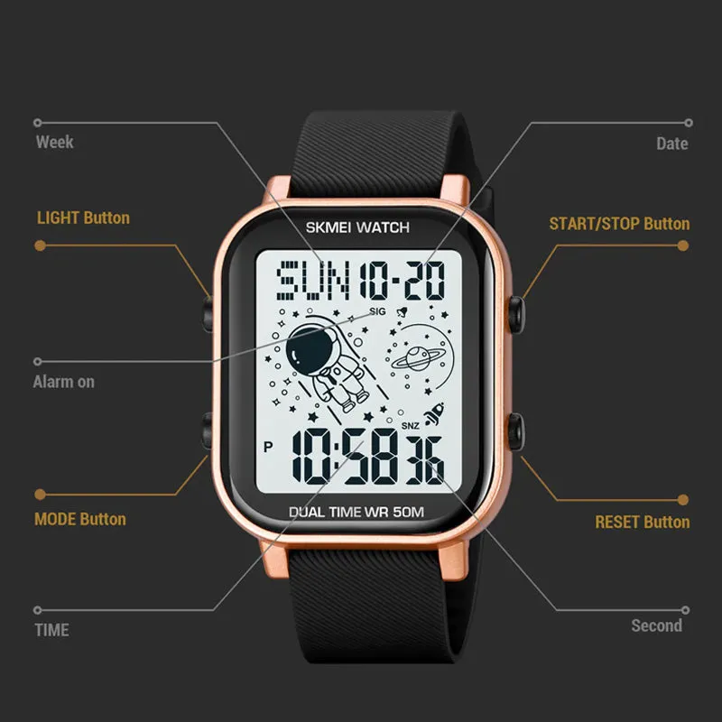 SKMEI 1971 Space Odyssey Digital Square Watch for Men w/ 50m Waterproof
