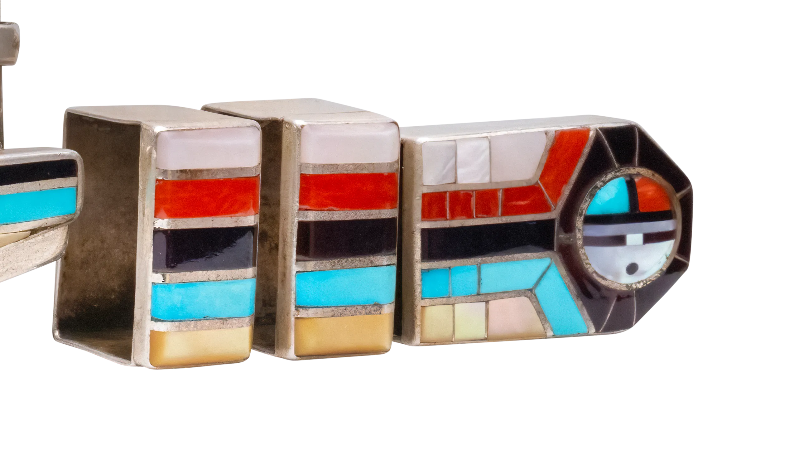 Sleeping Beauty Turquoise, Coral, Jett, & Mother of Pearl Ranger Buckle Set | Don Dewa