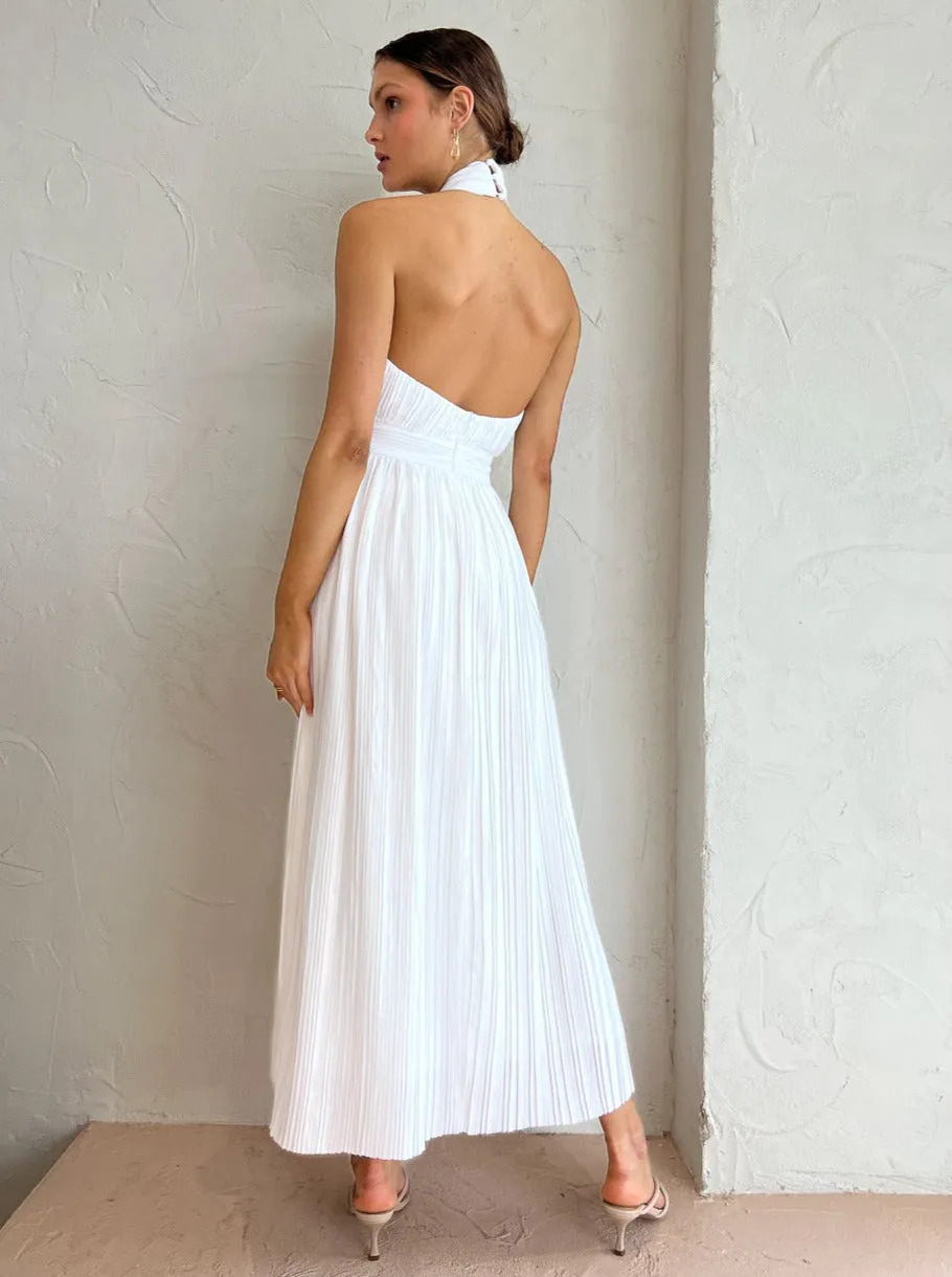 Sonya Sana Pleated Maxi Dress in White