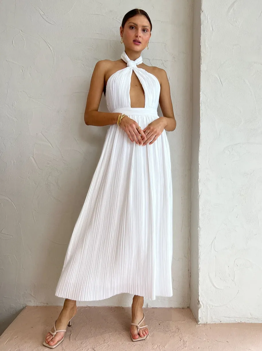 Sonya Sana Pleated Maxi Dress in White