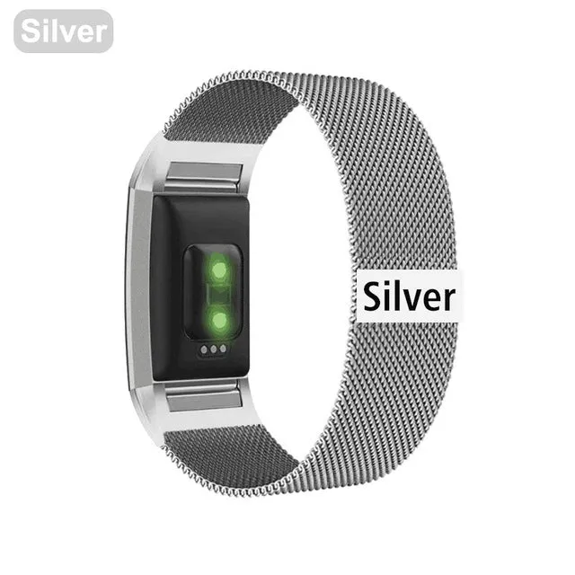 Stainless Steel Magnetic Milanese Loop Band for Fitbit Charge 2 band Replacement Wristband Strap for Fitbit Charge 3 4 Watchband