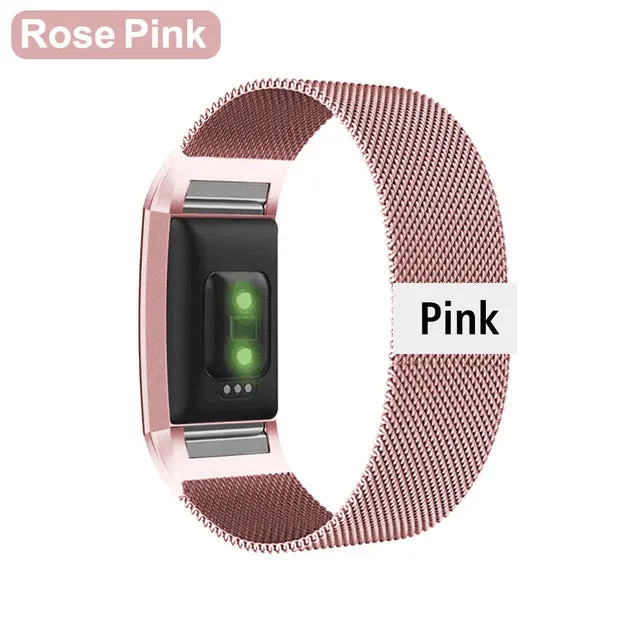 Stainless Steel Magnetic Milanese Loop Band for Fitbit Charge 2 band Replacement Wristband Strap for Fitbit Charge 3 4 Watchband