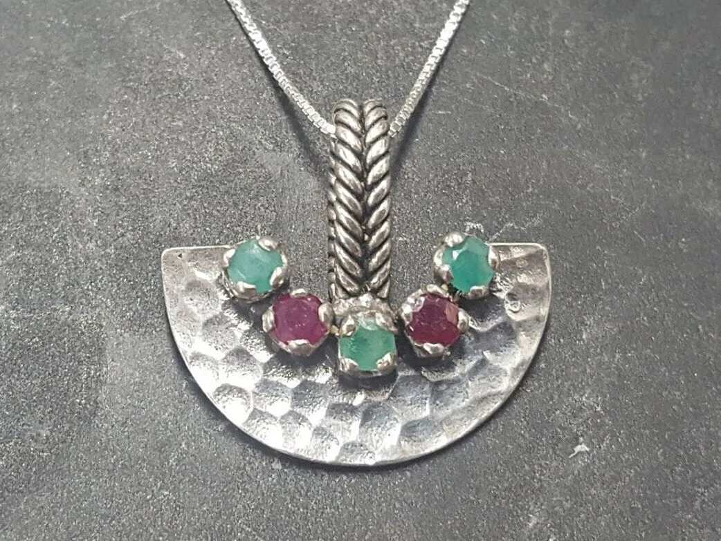 Statement Emerald Necklace - Egyptian Necklace - Real Ruby Pendant