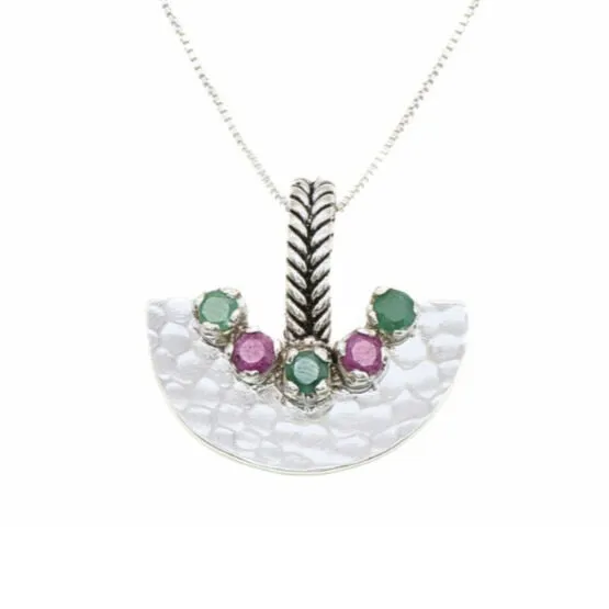 Statement Emerald Necklace - Egyptian Necklace - Real Ruby Pendant