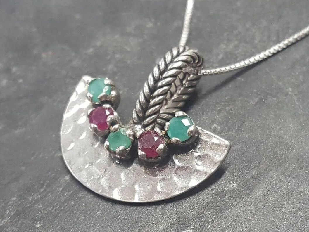 Statement Emerald Necklace - Egyptian Necklace - Real Ruby Pendant