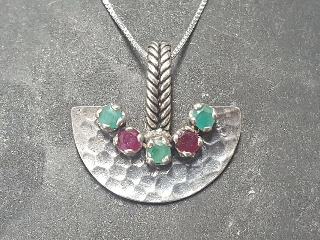 Statement Emerald Necklace - Egyptian Necklace - Real Ruby Pendant