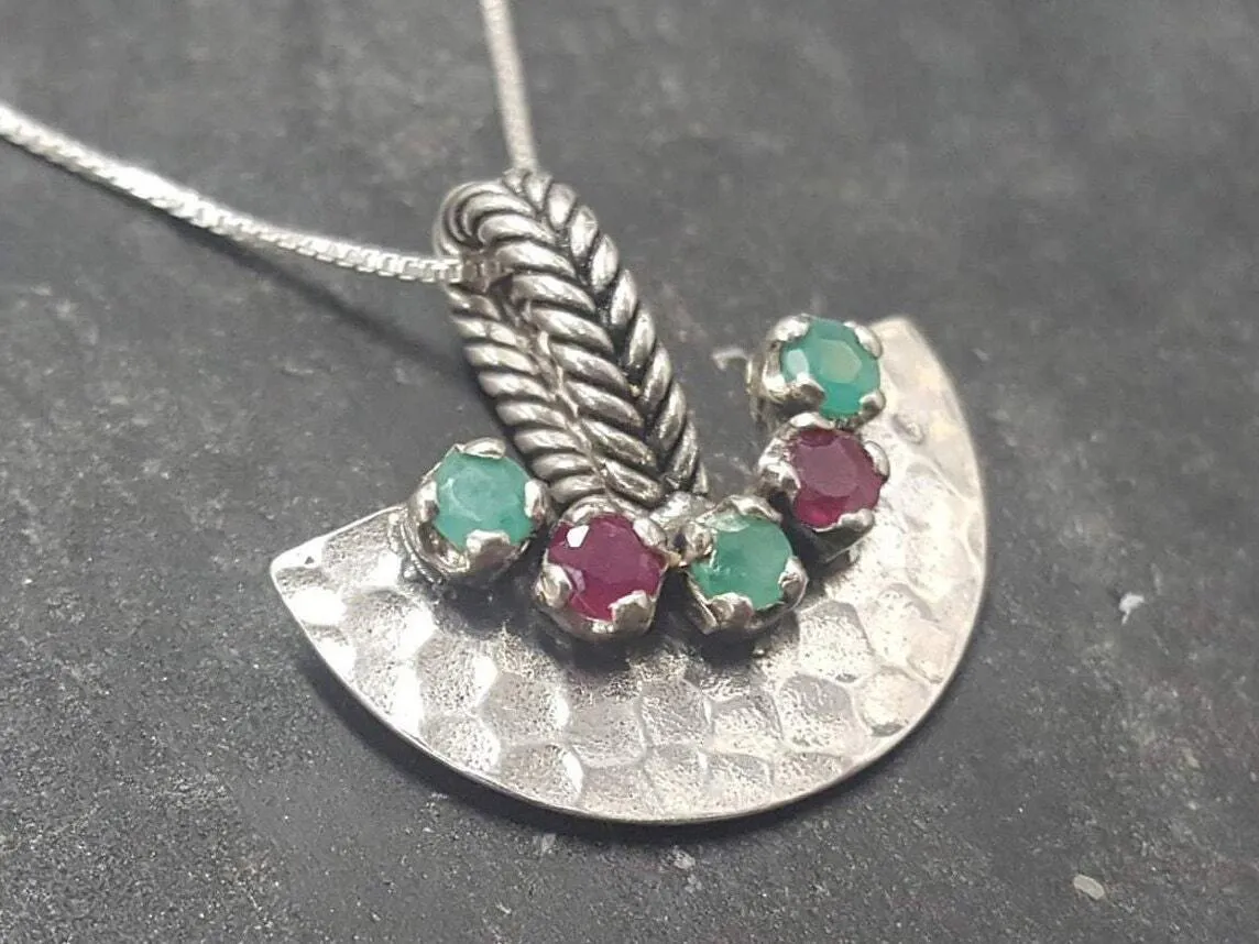 Statement Emerald Necklace - Egyptian Necklace - Real Ruby Pendant