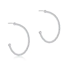 Sterling Silver - Beaded Classic 1.25" Post Hoop Earrings