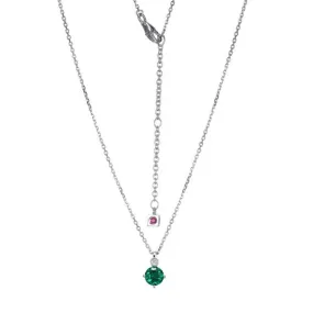 Sterling Silver Created Emerald Solitaire Pendant