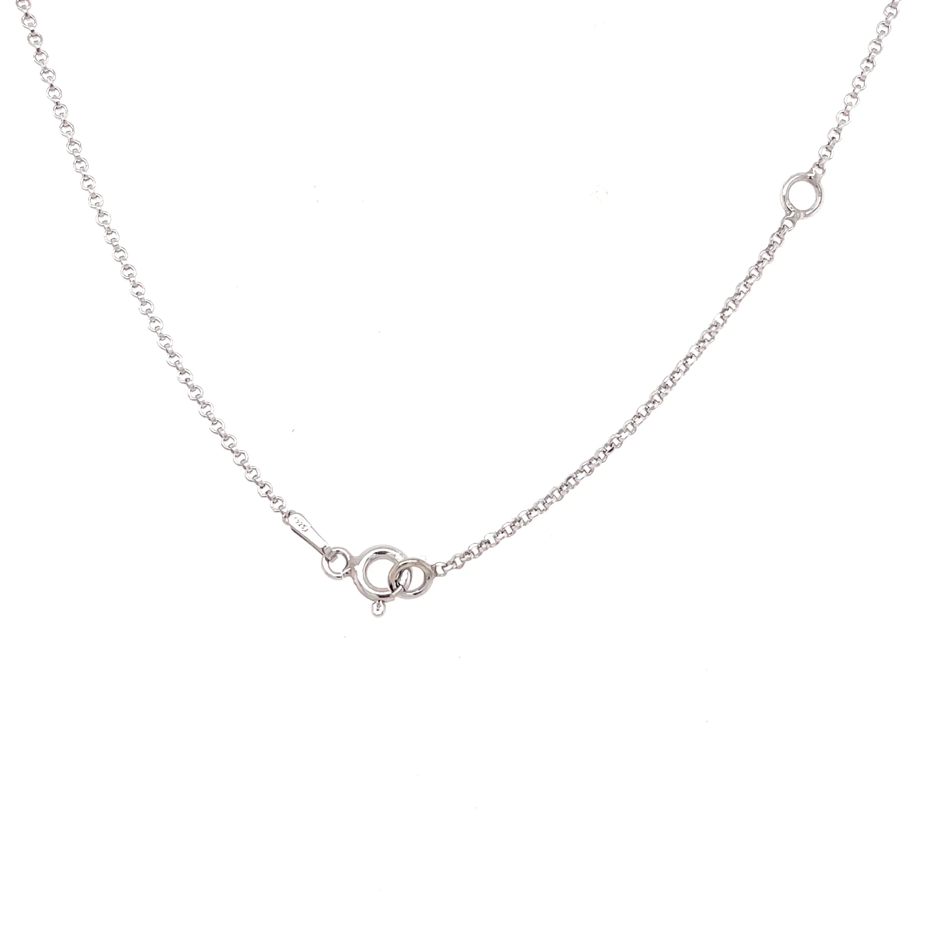 Sterling Silver Emerald Cut Sapphire CZ Necklace