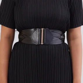 Strappy Laser Cut leather Belt - Black