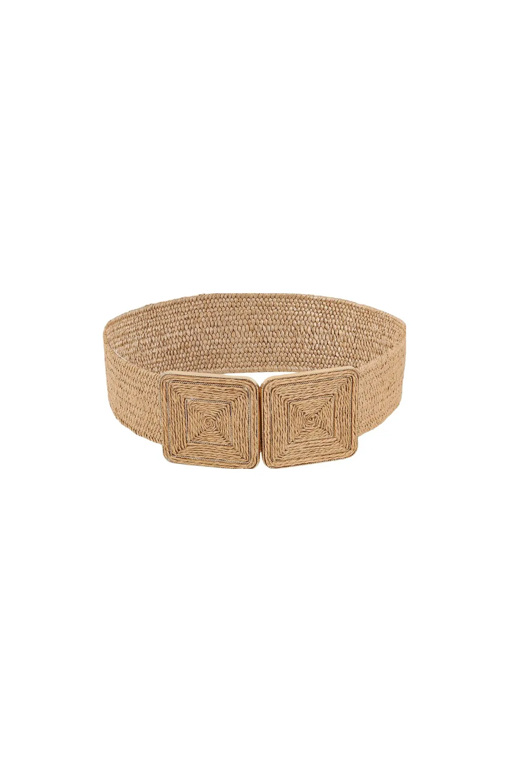 Stretch Raffia Square Buckle Belt