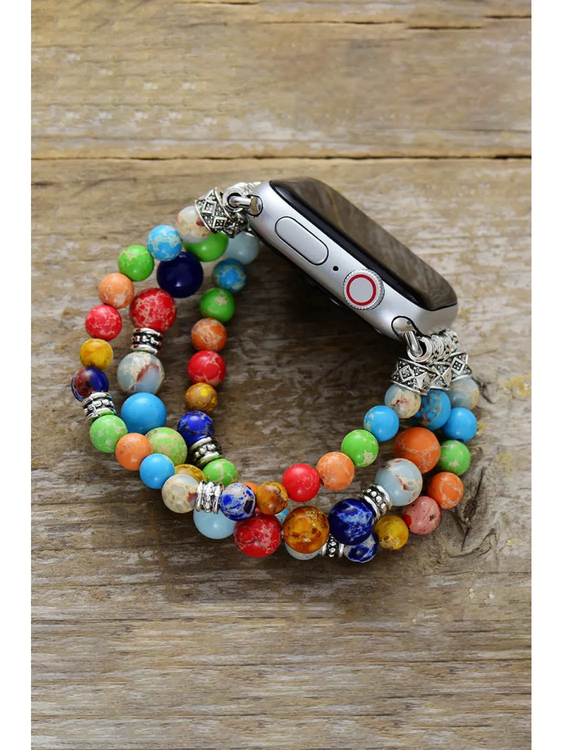 Synthetic Imperial Jasper Beaded Watchband Bracelet