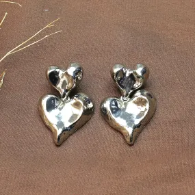TFC Molten Heart Silver Plated Dangler Earrings