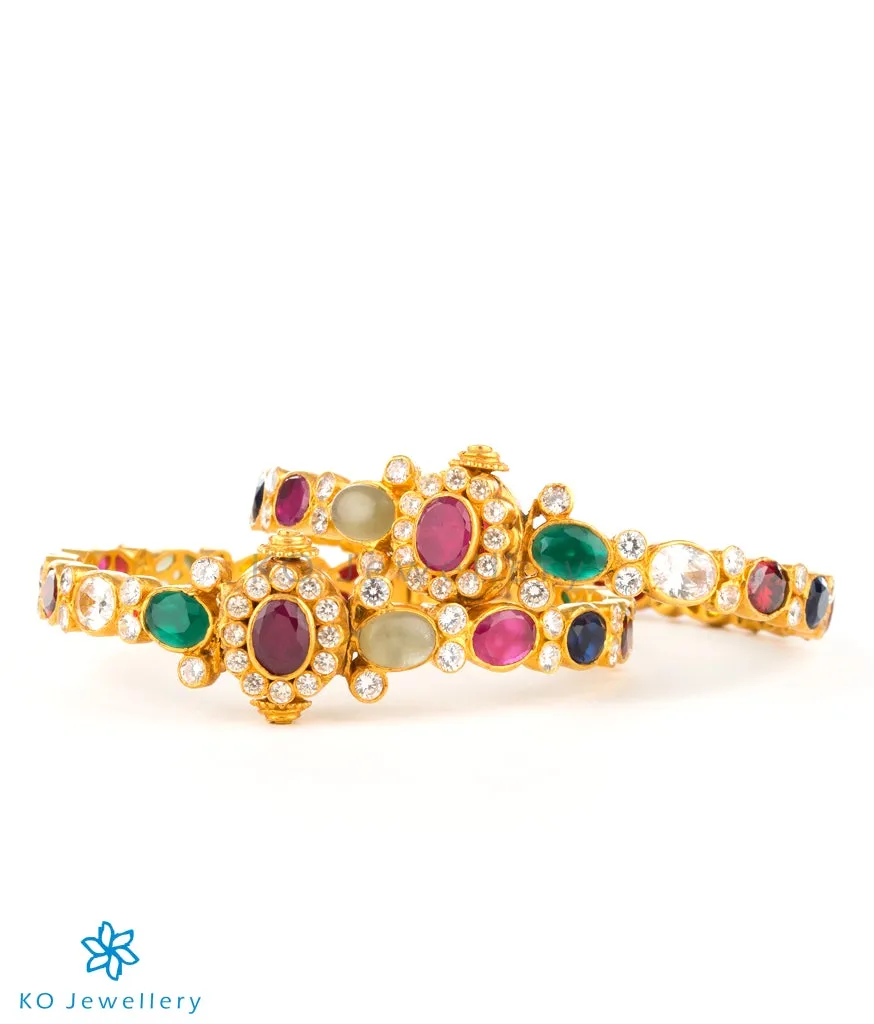 The Harini Silver Navratna Bracelet(Size 2.2/2.4/2.6/2.8)