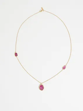 Three Stone Necklace with Rough Ruby